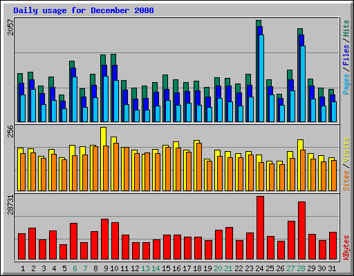 Daily usage for December 2008