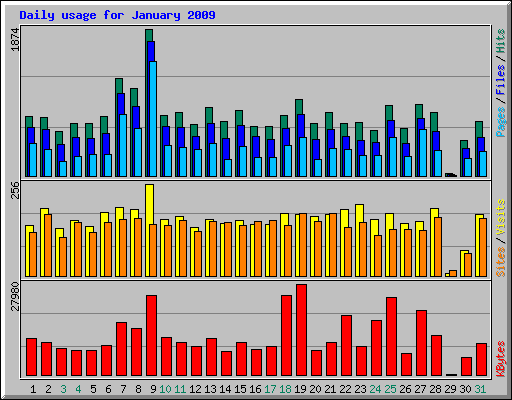 Daily usage for January 2009
