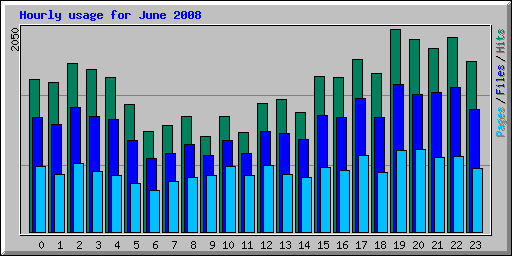 Hourly usage for June 2008