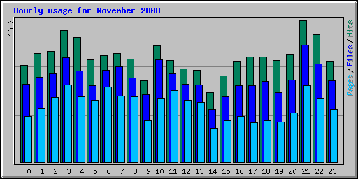 Hourly usage for November 2008