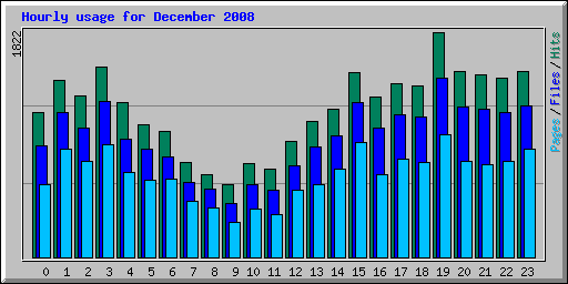 Hourly usage for December 2008