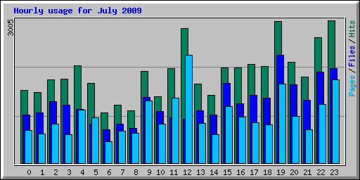 Hourly usage for July 2009