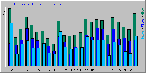 Hourly usage for August 2009